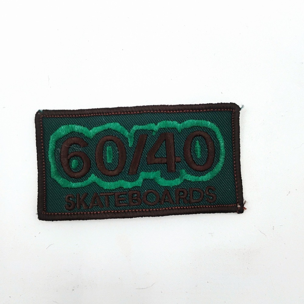 60/40 Skateboards Embroidered Iron Sew On Patch Green Brown 90s Skate VtG 90s